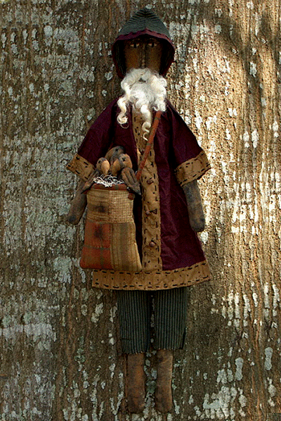 PATTERN Christmas Black Santa Claus Doll & Sack Crows  